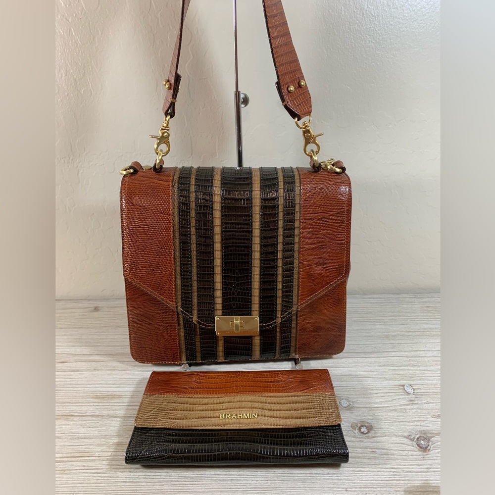 Like New Brahmin Large Soft Tri Color Tri Texture… - image 6